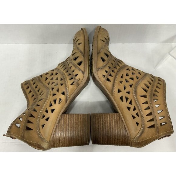 Sofft Westwood Boots Bootie Womens 11 Brown Laser Cut Cushioned Block Heel - Picture 5 of 9